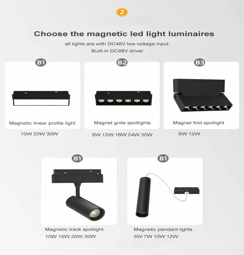 Luminaires LED magnétiques DC48V 1