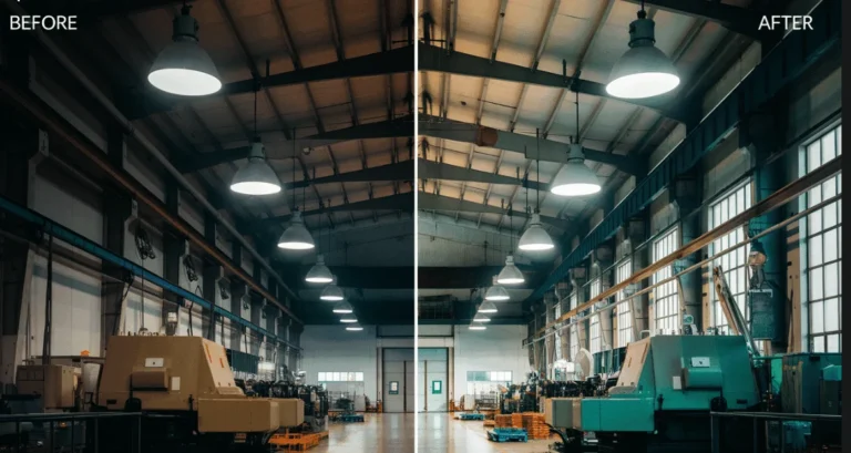 Rénovation avec des luminaires LED industriels grande hauteur
