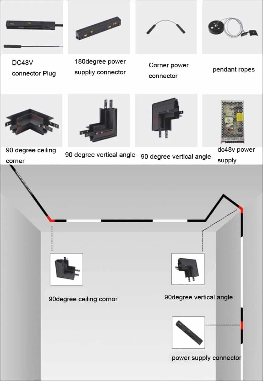 Accessoires pour systèmes d’éclairage sur rail magnétique