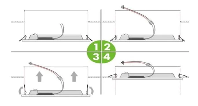 Schéma de pose par clips pour panneaux plats LED