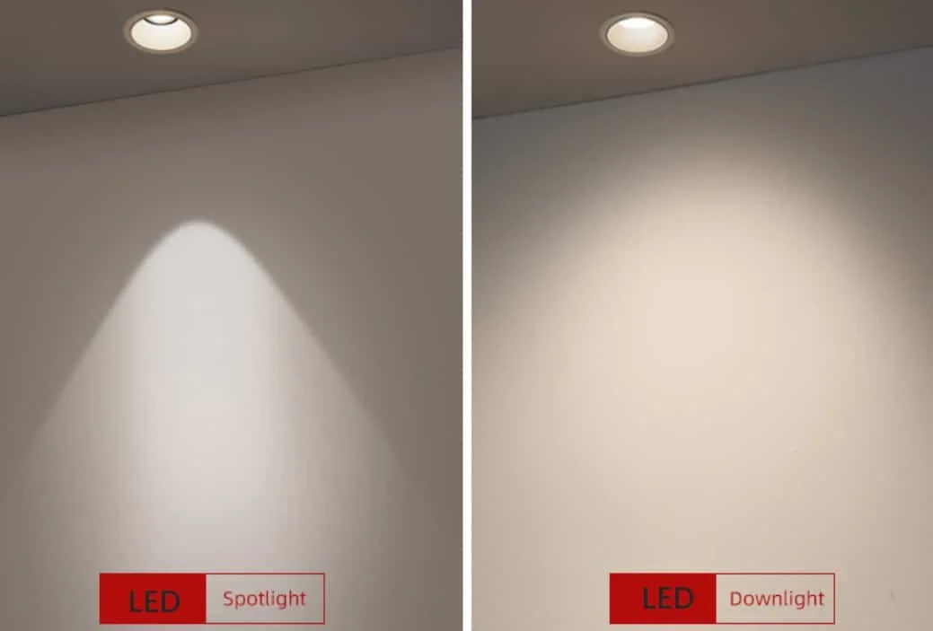Comparaison entre downlight et spot