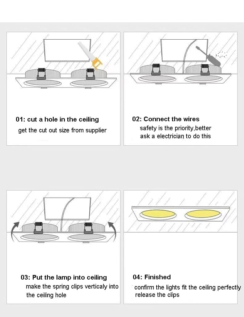 Installation du downlight double encastré